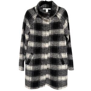 Plaid Wool Blend Unlined Shacket Coat Max Studio Large Cozycore Mountain Chic